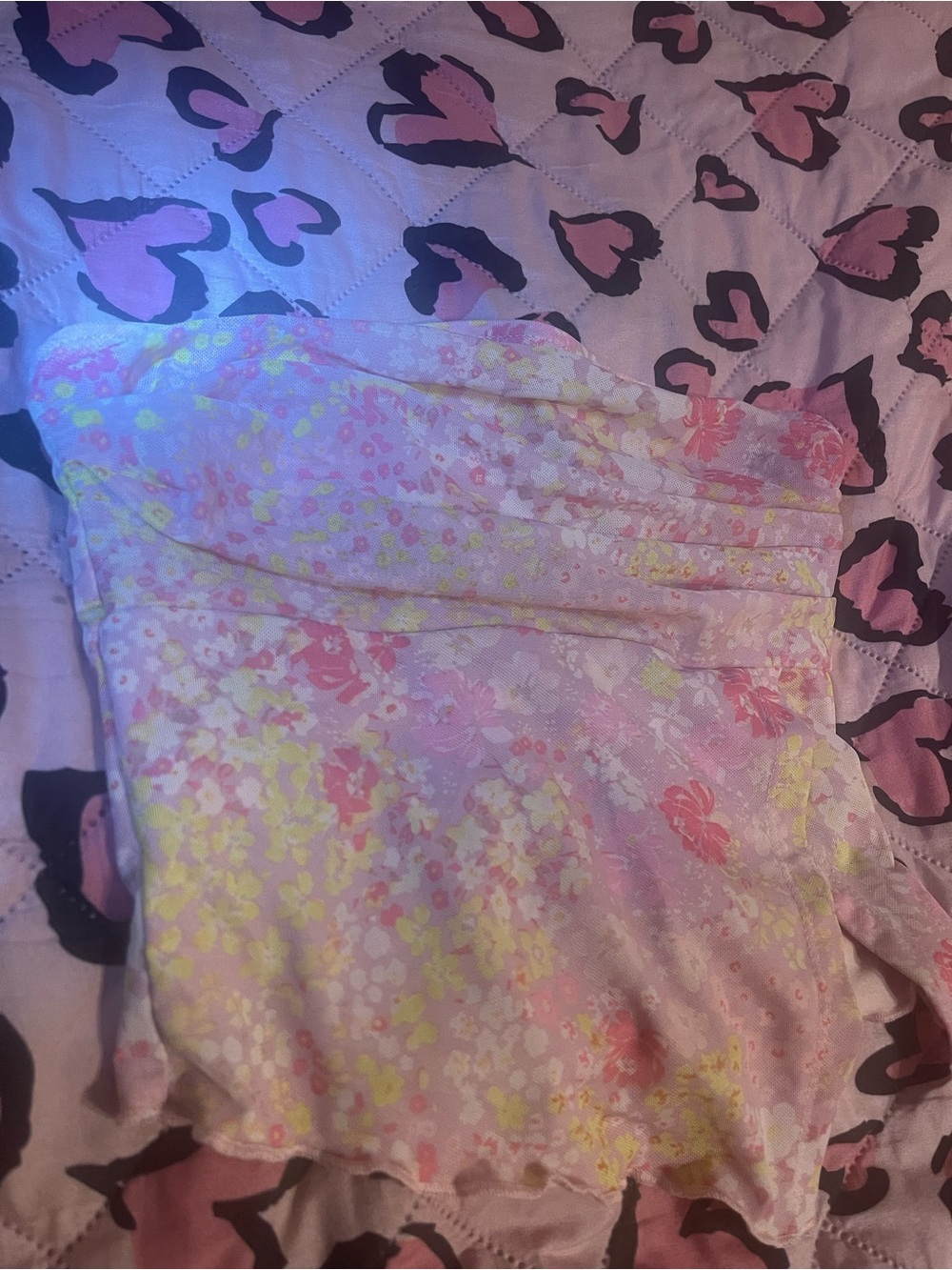 SHEIN Pastel Pink Floral Tube Skirt